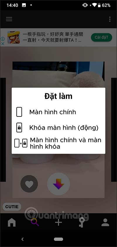 Chọn vị trí cài hình nền