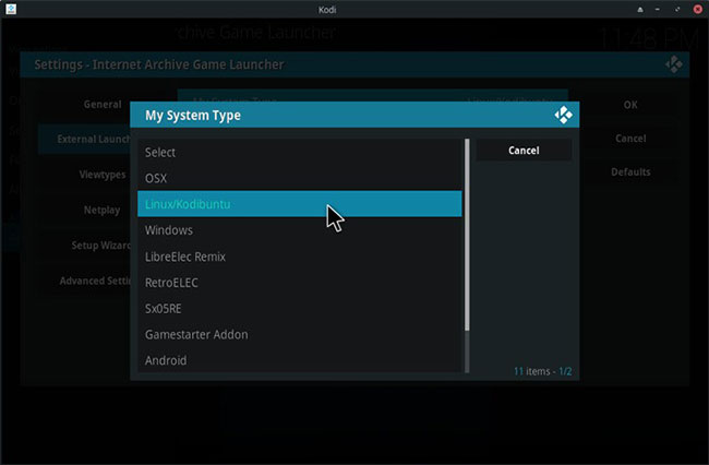 Chọn “Linux/Kodibuntu”