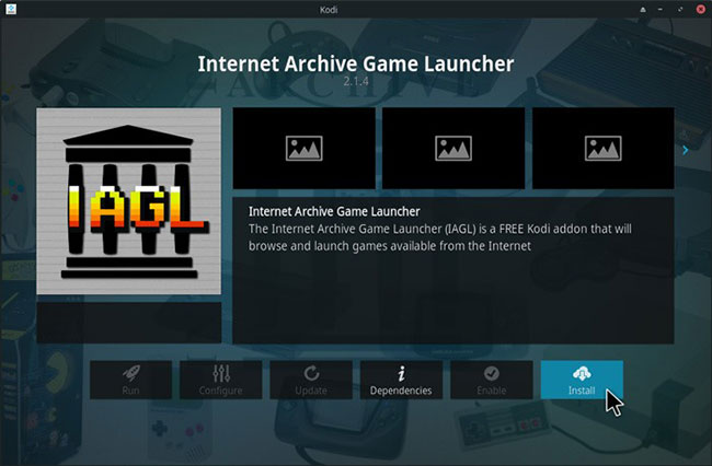 Nhấp vào “Install” ở phía dưới bên phải để thêm IAGL vào Kodi