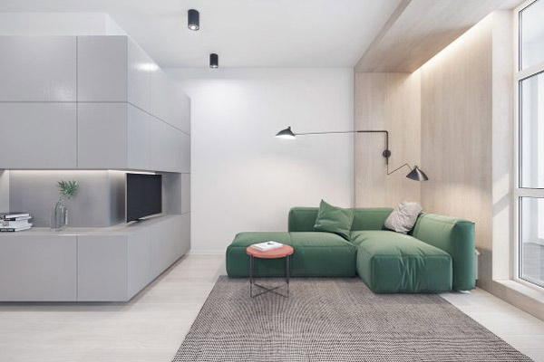 Phòng khách chung cư theo phong cách tối giản 14