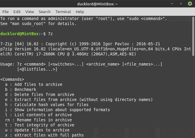 Làm cho thông tin của 7-Zip trở nên tiện dụng