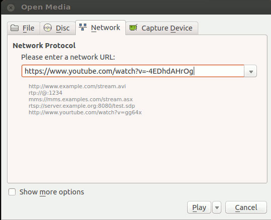 Mở video Youtube riêng lẻ trong VLC