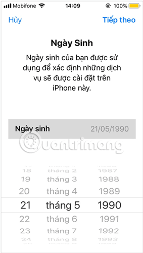 Điền Ngày tháng năm sinh của người tạo