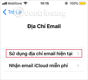 Sử dụng Email hiện tại để tạo tài khoản ID Apple
