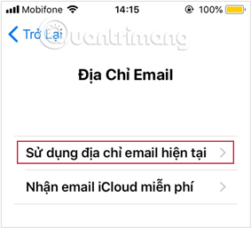 Nhập địa chỉ Email dùng để tạo ID Apple