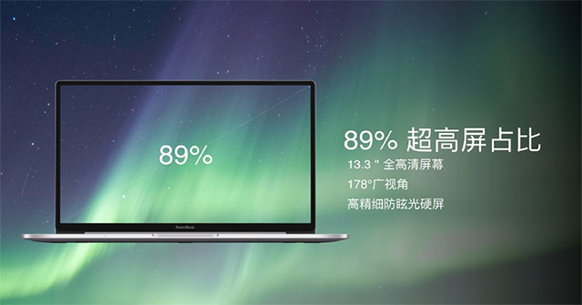 RedmiBook 13 có tỷ lệ hiển thị đạt mức 89%