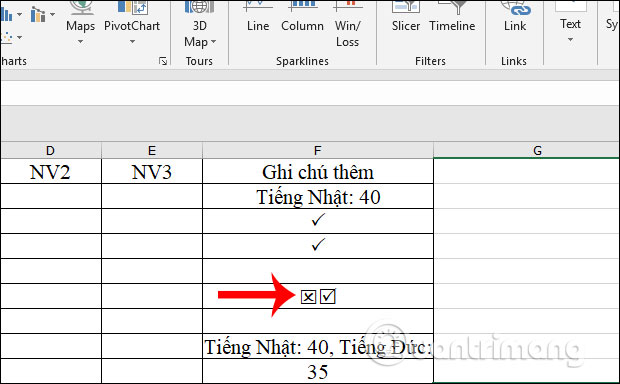 Nhấn vào ảnh để phóng to Chèn checkbox