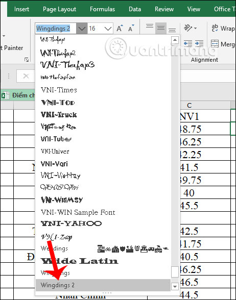 Nhấn vào ảnh để phóng to Chọn font chữ