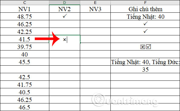 Nhấn vào ảnh để phóng to Chèn dấu X