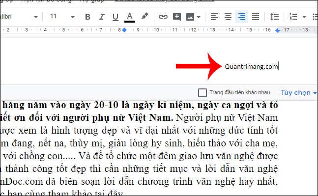 Cách chèn Header, Footer trong Google Docs - Ảnh minh hoạ 2