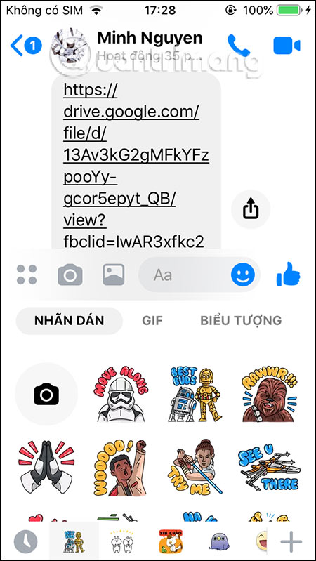 Dùng sticker Star Wars