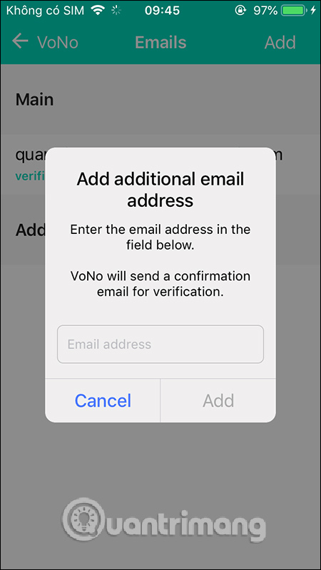Nhập email cần gửi