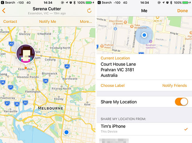 Ứng dụng Find My Friends hoạt động tốt nhất với sự đồng  ý của người dùng