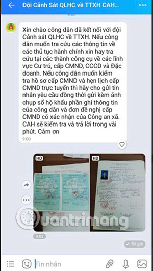 làm căn cước công dân zalo