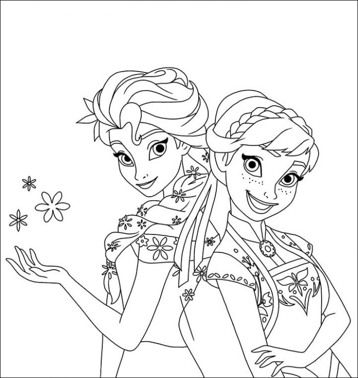 Tranh tô màu Elsa và Anna 