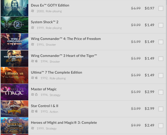 Rất nhiều tựa game hay được giảm giá mạnh trên GOG. 