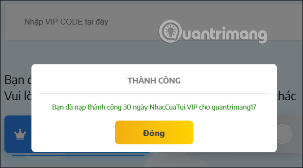 Nâng cấp thành công