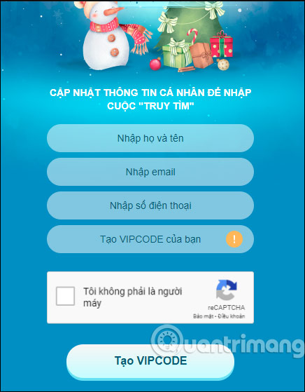 Thông tin tạo VIP code