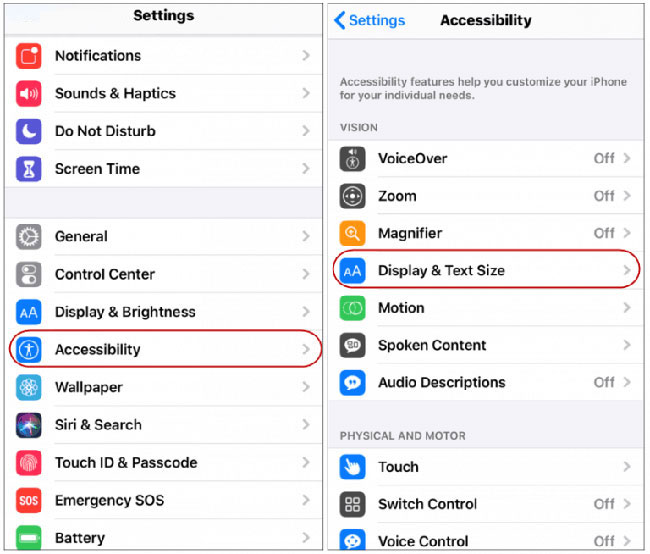 Đi tới Settings > Accessibility > Display & Text Size