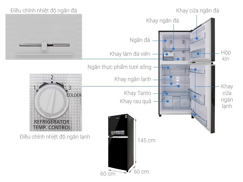 Tủ lạnh 2 cánh Panasonic 234 lít