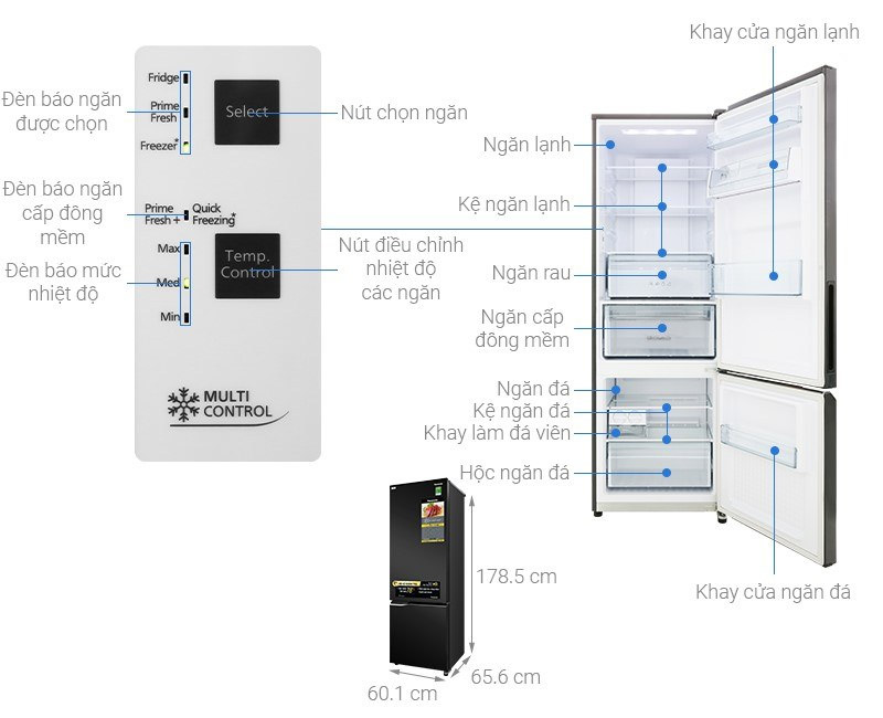 Tủ lạnh 2 cánh Panasonic 322 lít