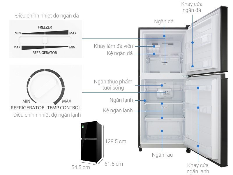 Tủ lạnh 2 cánh Toshiba 180 lít