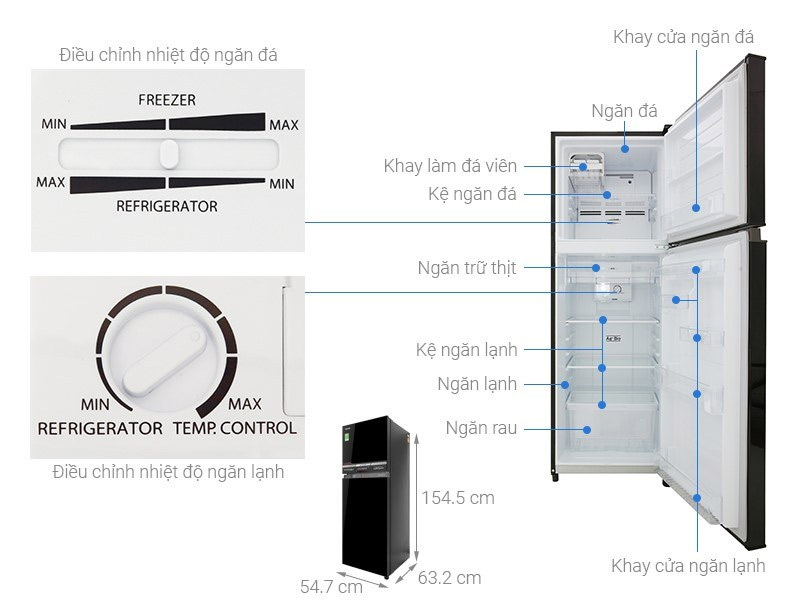 Tủ lạnh 2 cánh Toshiba 233 lít