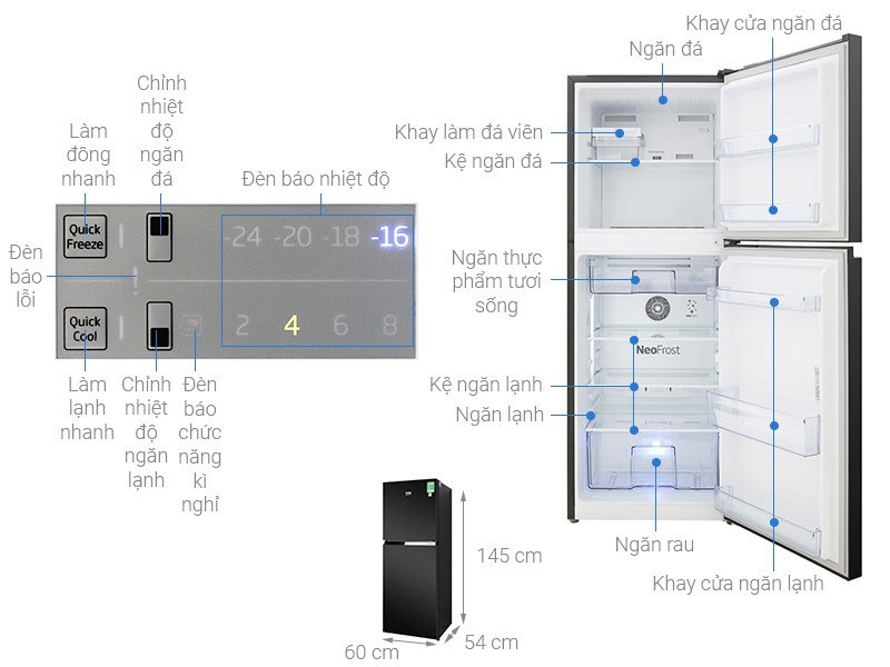 Tủ lạnh 2 cánh Beko 210 lít