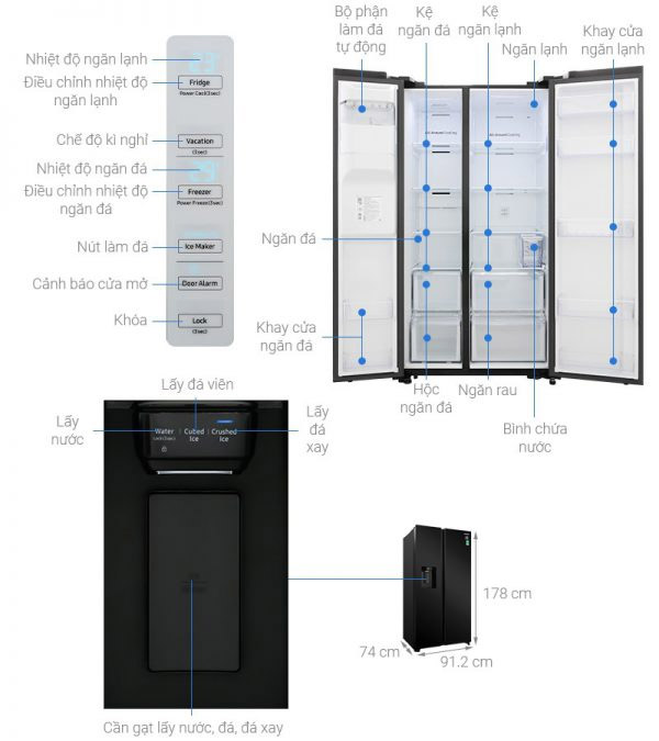 Tủ lạnh Shide by side Samsung 617 lít