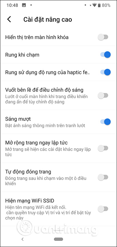 Cài đặt nâng cao