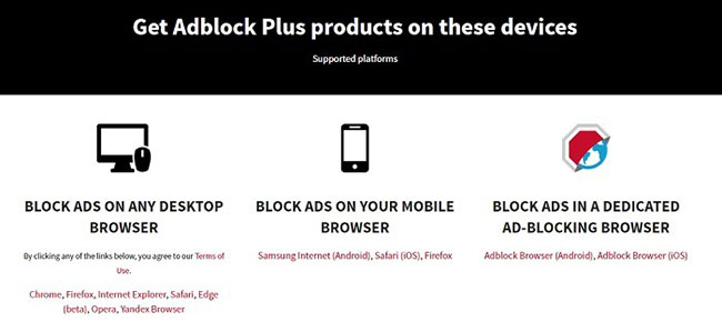 Cả AdBlock và ABP đều có hiệu quả như nhau trong việc chặn quảng cáo