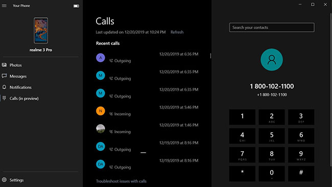 Cách thực hiện cuộc gọi từ Windows 10 bằng ứng dụng Your Phone