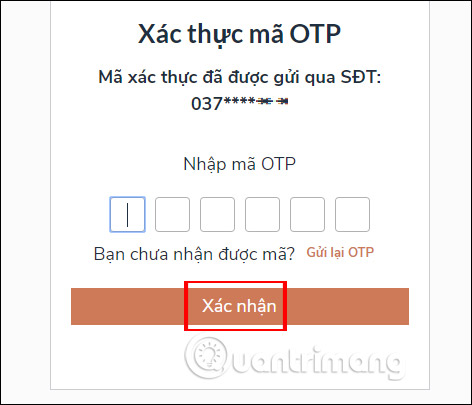 Nhập mã OTP