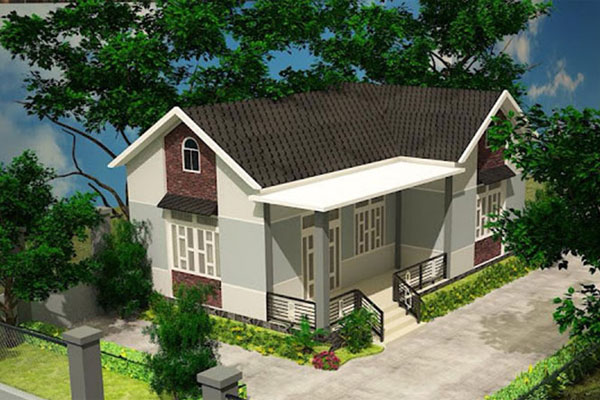 Mẫu nhà cấp 4 nông thôn mái tôn giả ngói đẹp 10