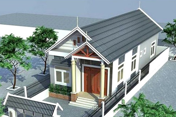Mẫu nhà cấp 4 nông thôn mái tôn giả ngói đẹp 2