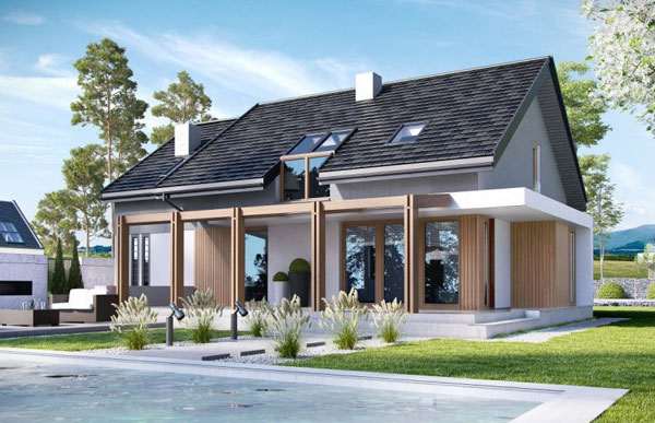 Nhà cấp 4 mái giả ngói diện tích 70m2 có mặt tiền ấn tượng