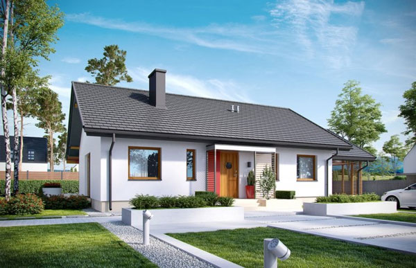 Nhà cấp 4 thiết kế mặt tiền theo chiều ngang đẹp mắt