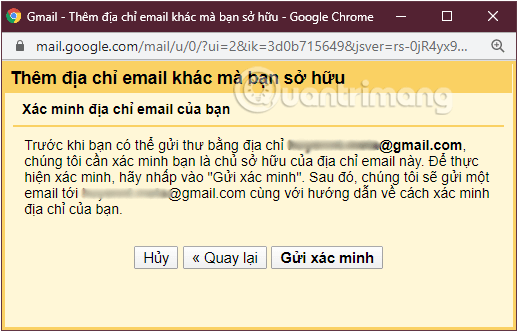 Xác nhận địa chỉ email được gán quyền