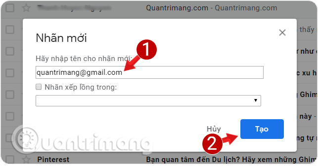 Đặt tên cho nhãn mới