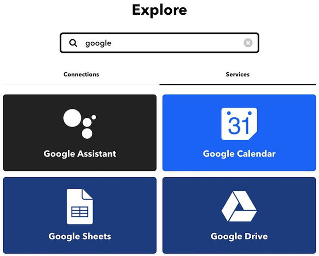 IFTTT hoạt động với những sản phẩm hoặc dịch vụ nào?