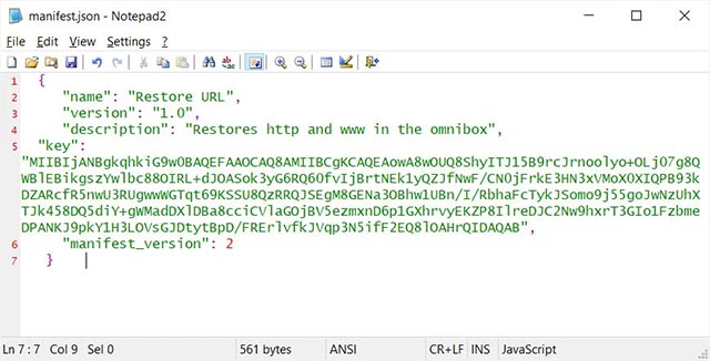 Lưu tệp dưới dạng manifest.json
