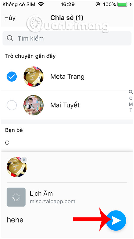 Gửi lịch âm
