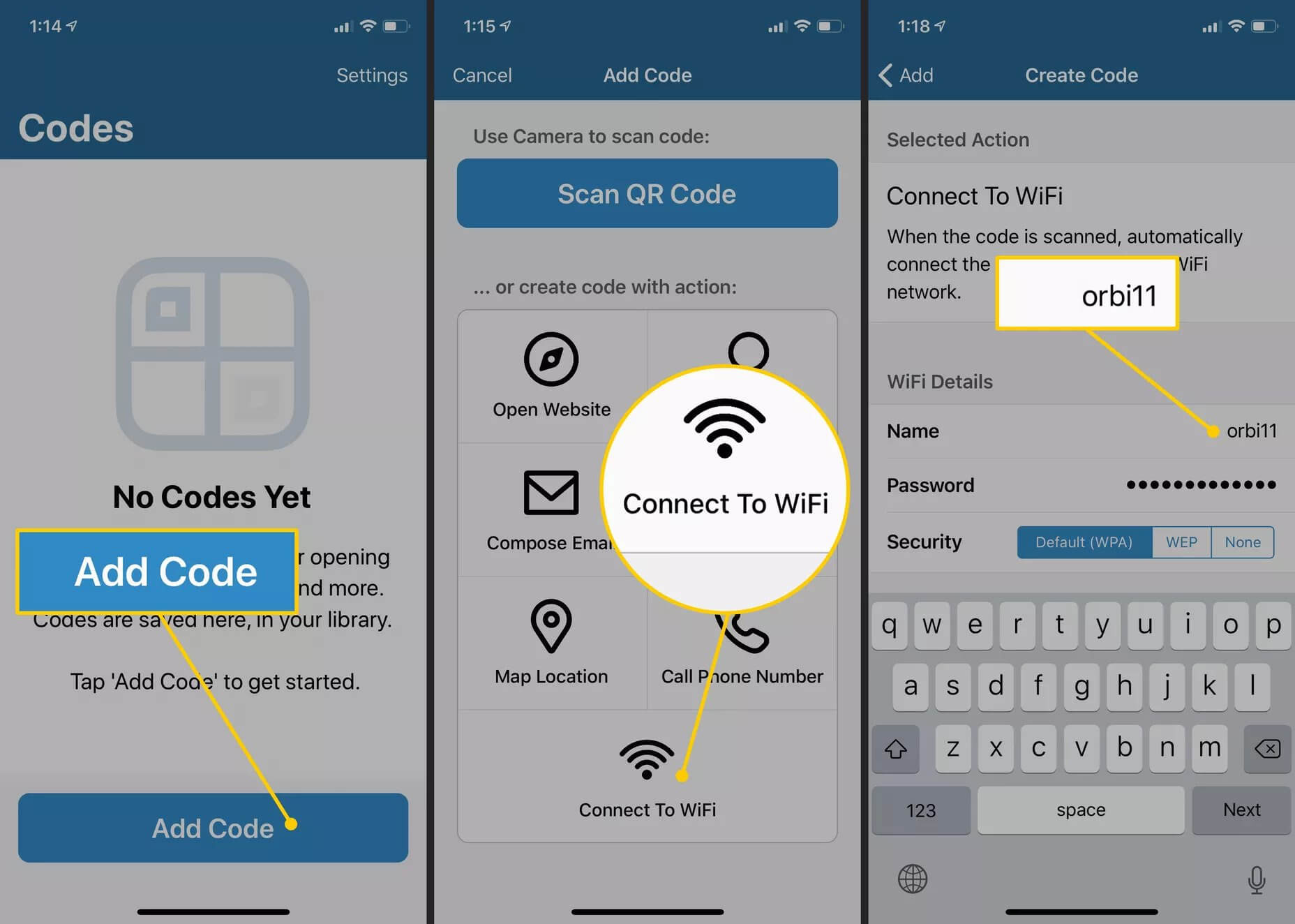 Generate QR code to share WiFi password