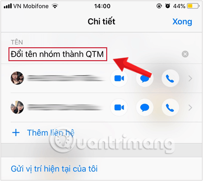 Đổi tên nhóm chat iMessage trên iPhone