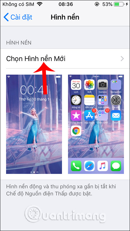 Chọn hình nền mới