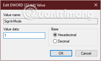 Thay đổi Value Date trong SignInMode thành 1