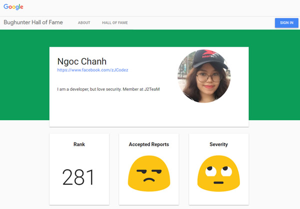 Ngọc Chánh, một lập trình viên tại Hà Nội được vinh danh trên website Hall of Fame của Google.