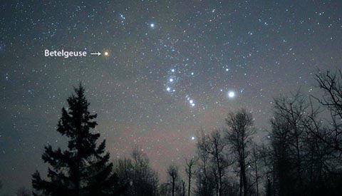 Vị trí của Betelgeuse trên bầu trời