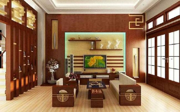 Mẫu phòng khách nhà cấp 4 đẹp với nội thất bằng gỗ - QuanTriMang.com