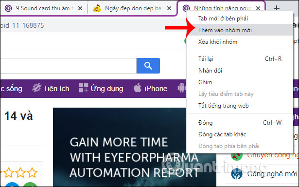 Gộp các tab 
